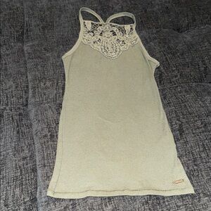 Green Lace Detail Tank Top